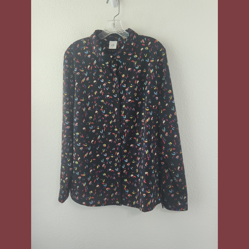 Cabi Ferris Confetti Print Button Front Blouse La… - image 1